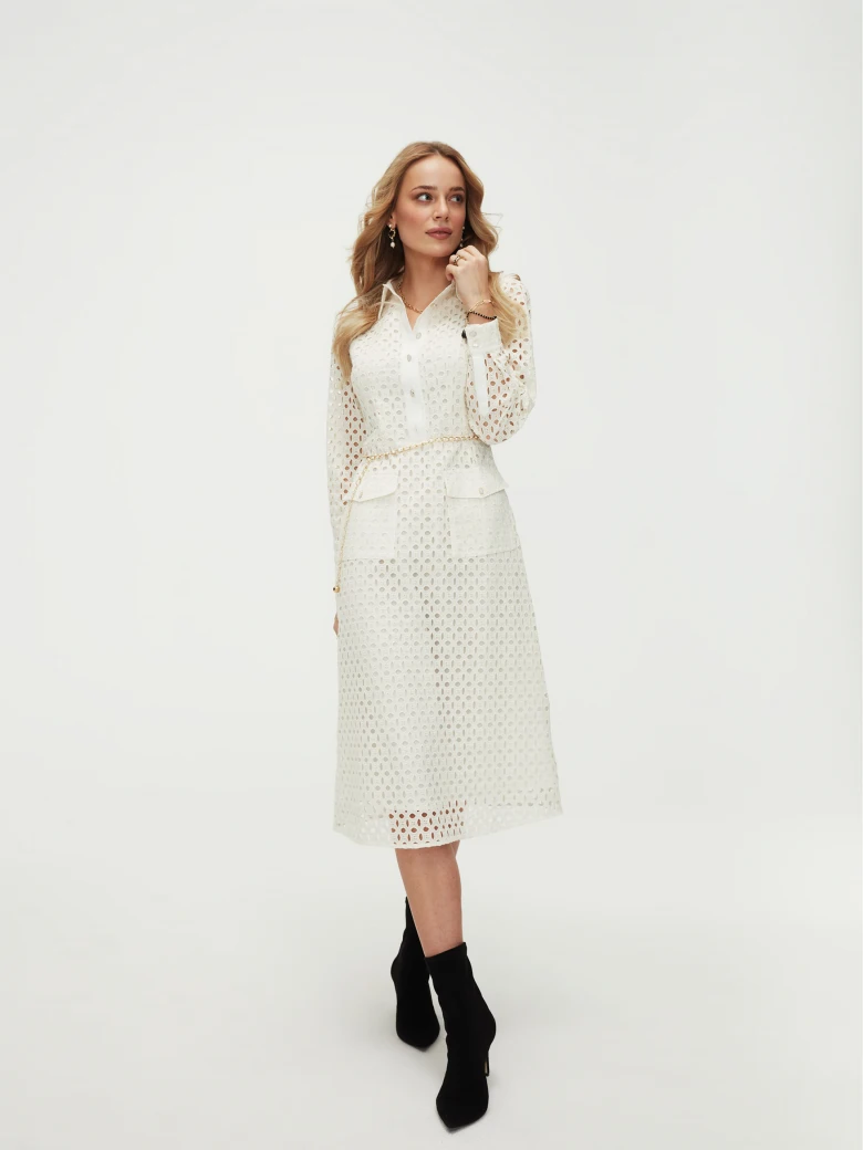 Openwork écru dress