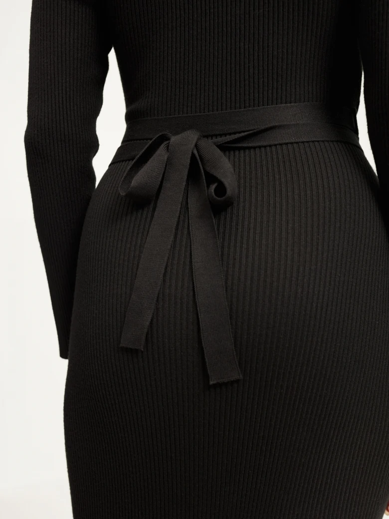 Black knitted envelope dress