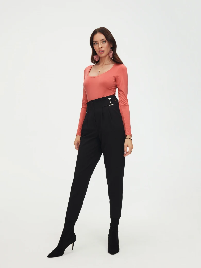 Black cigarette high-waisted pants