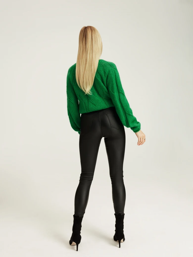 Black waxed pants