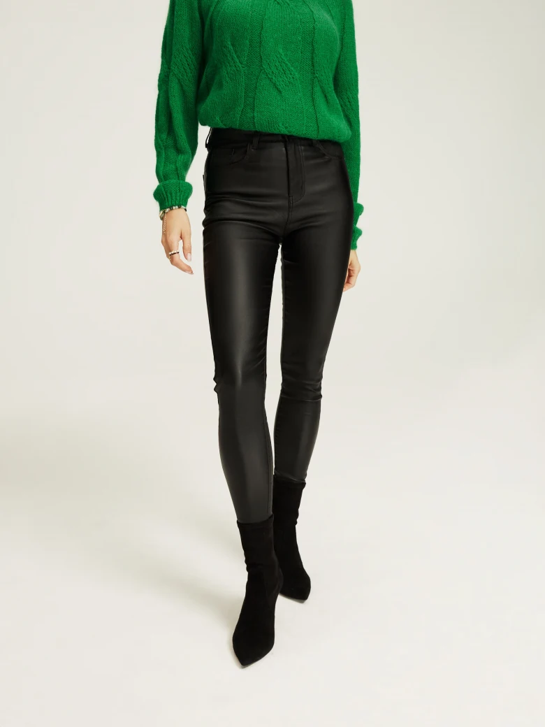 Black waxed pants