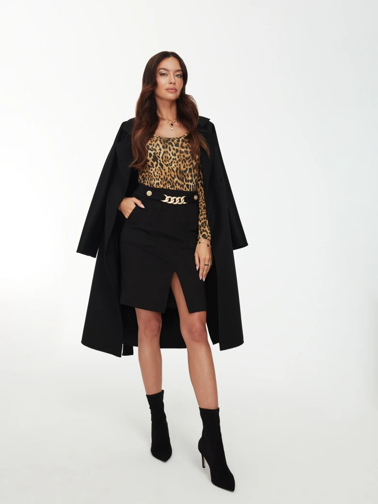 Black high-waisted mini skirt