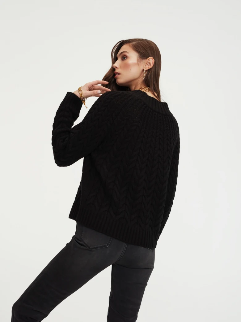 Black plaited sweater