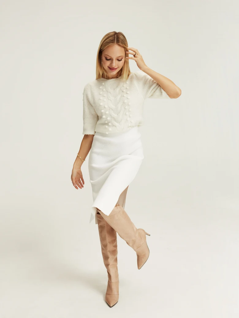 Wool sweater with short sleeves