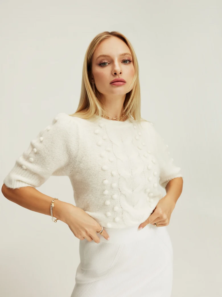 Wool sweater with short sleeves
