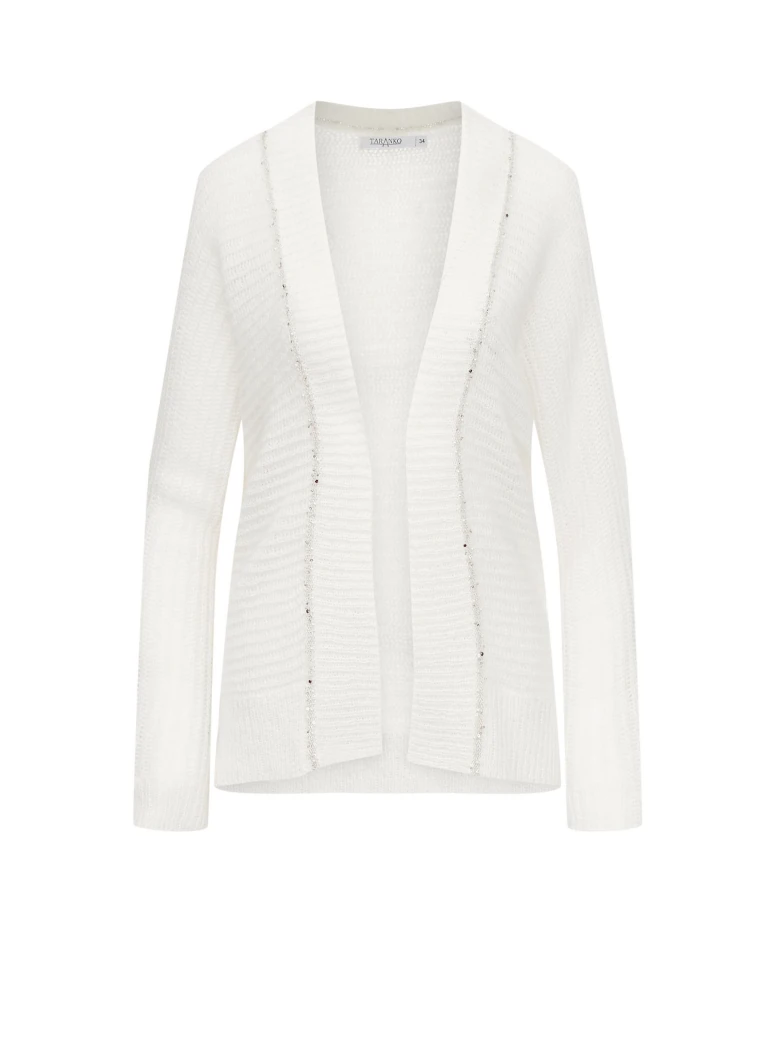 Openwork white wool cardigan