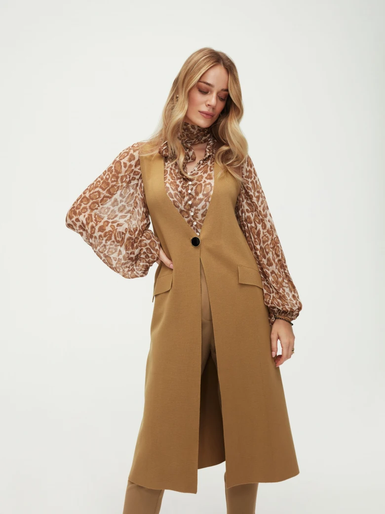 Long caramel vest