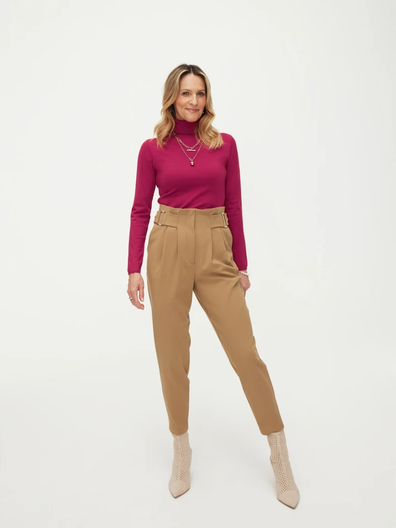 Red turtleneck sweater