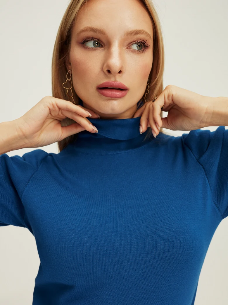 Blue turtleneck sweater