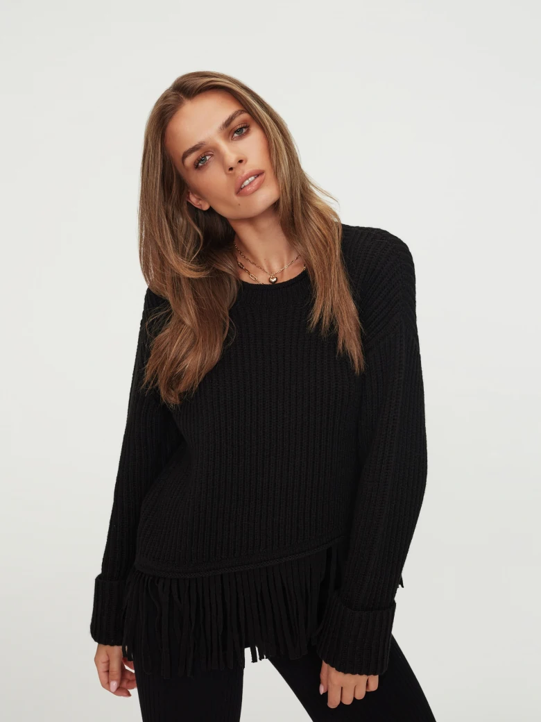 Black sweater with fringe