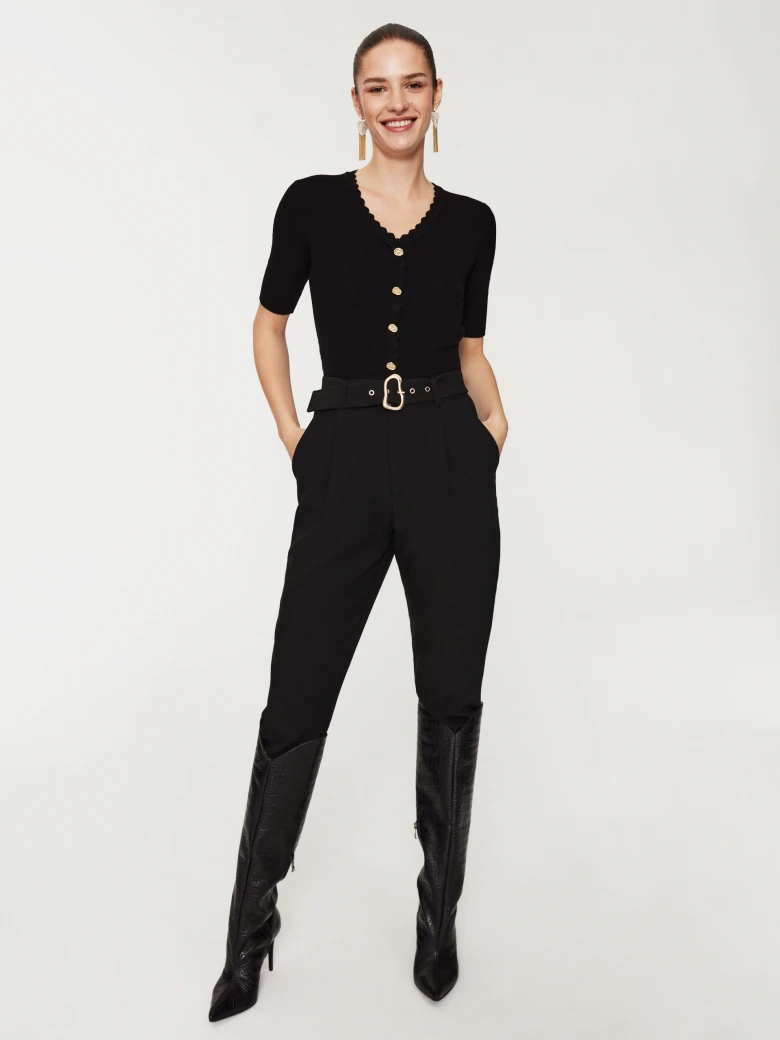 Black short sleeve sweater