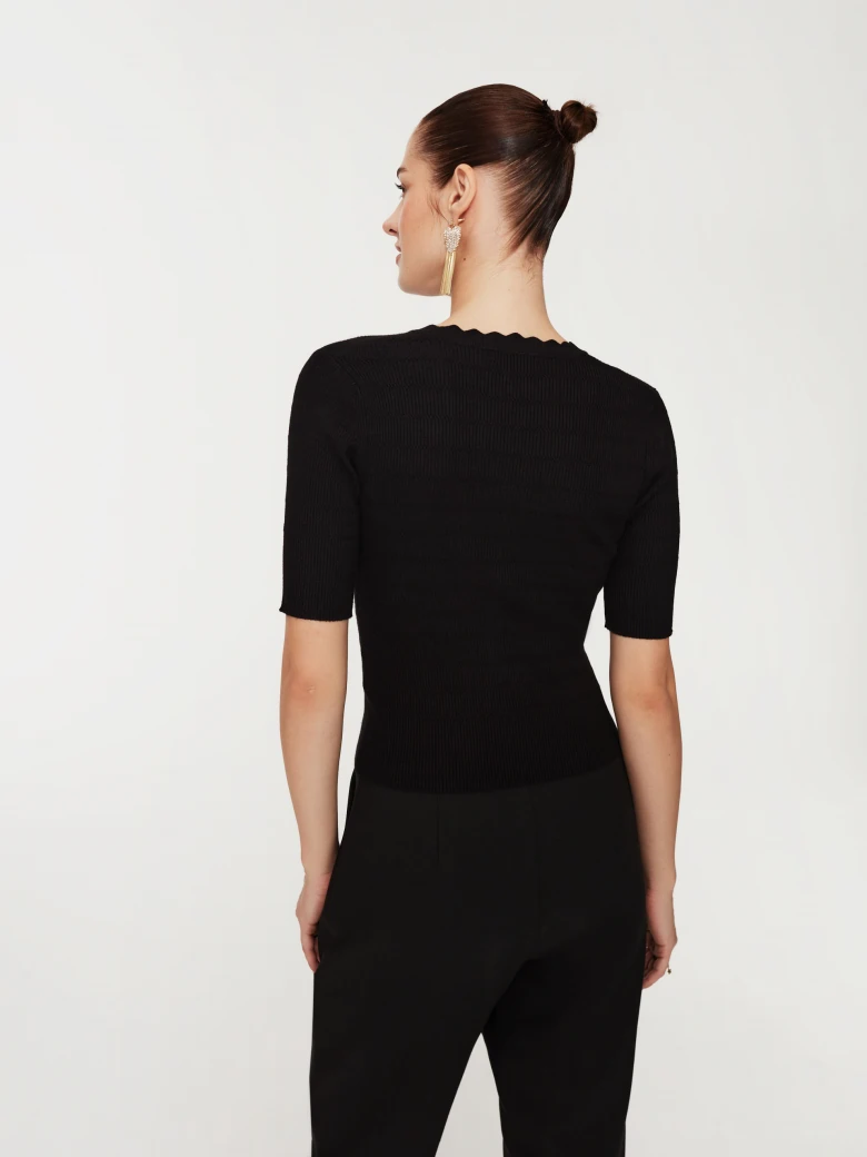 Black short sleeve sweater