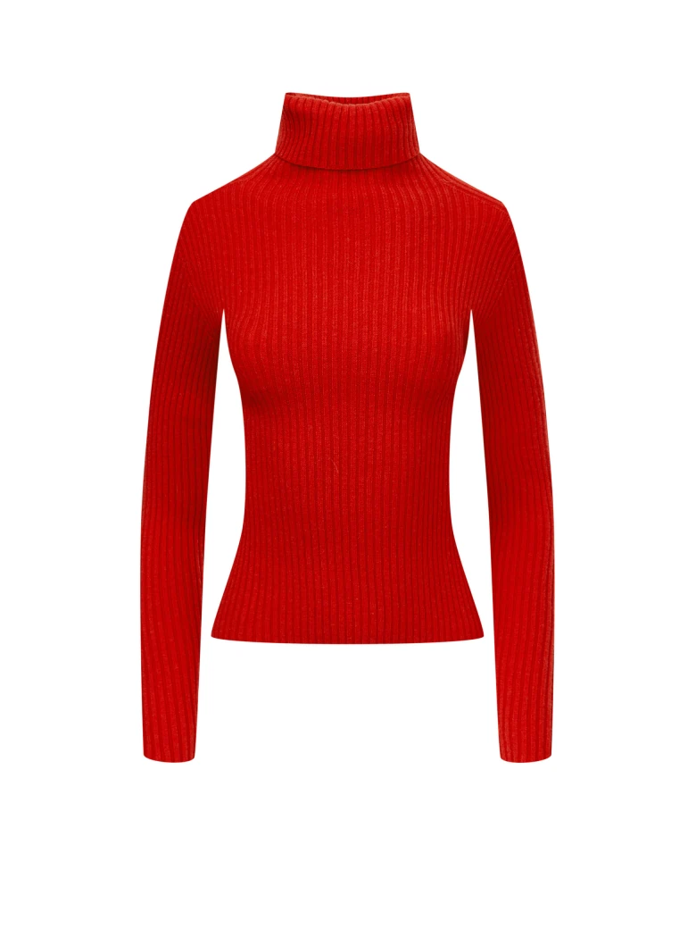 Red striped knit sweater