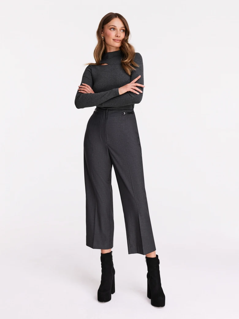 Grey fitted half turtleneck with cut out