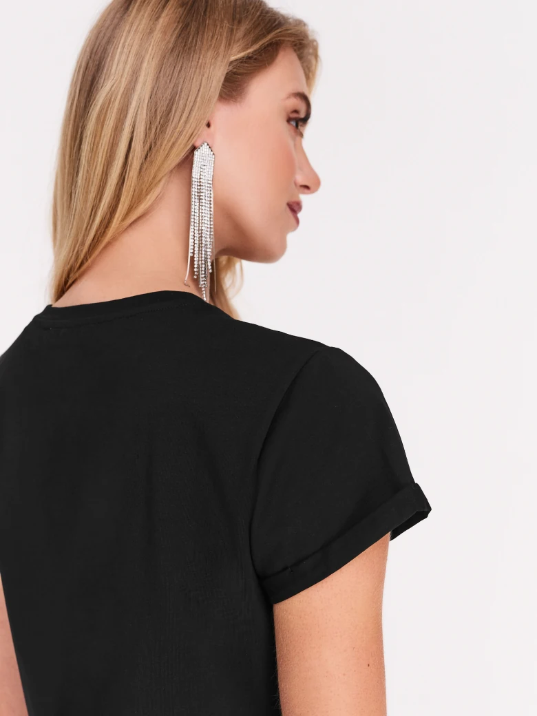Black cotton blouse with embellishments