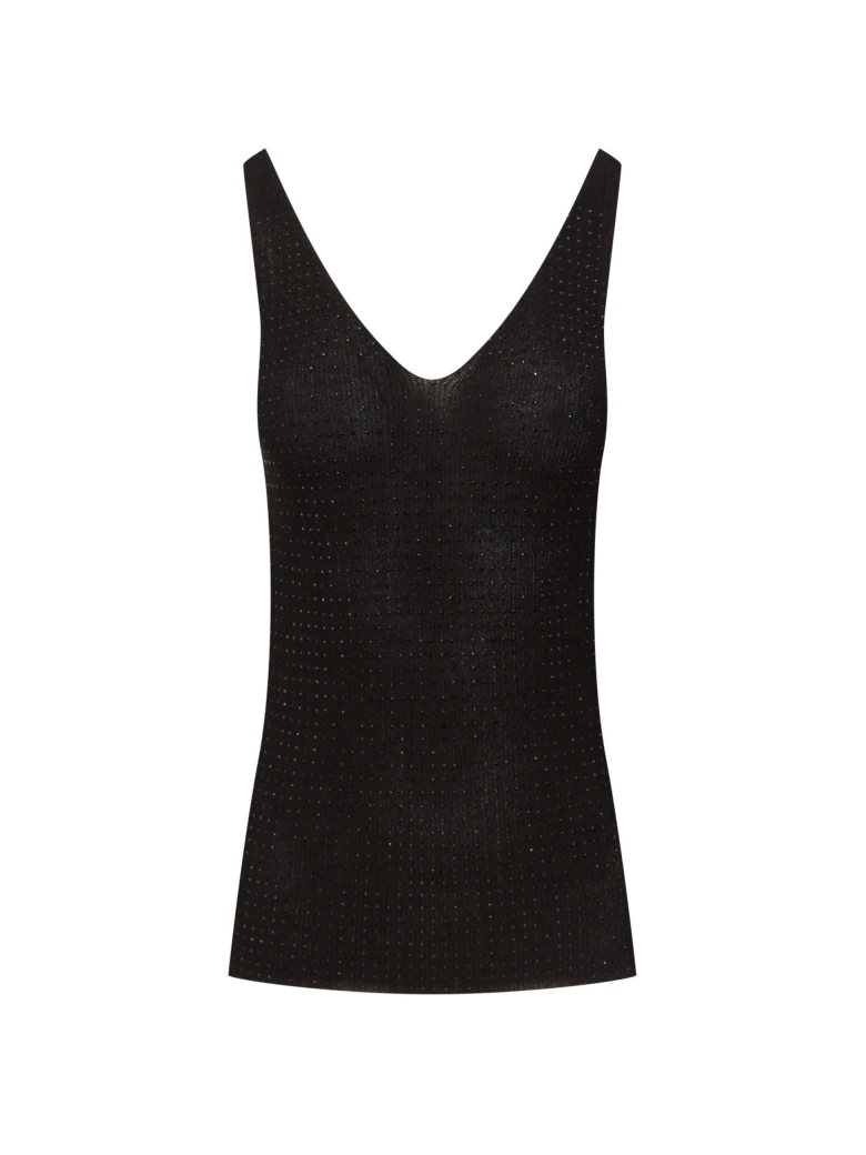 Black top in shiny fabric