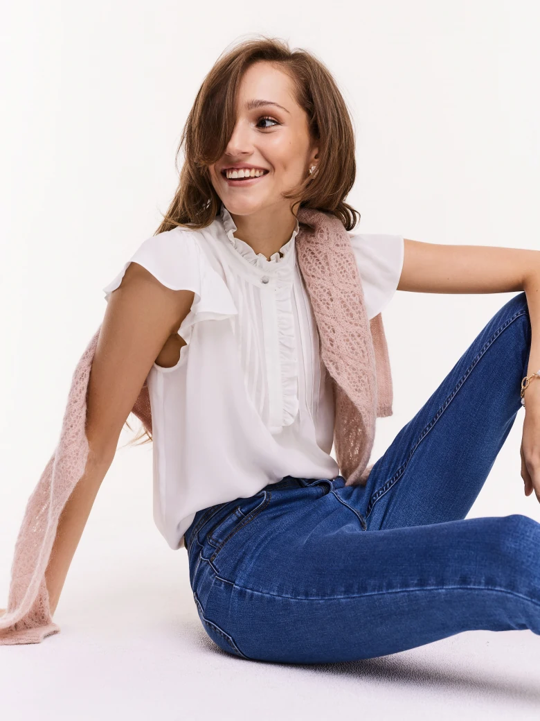 Romantic white viscose blouse