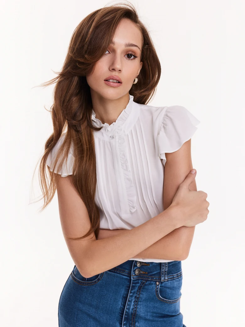 Romantic white viscose blouse
