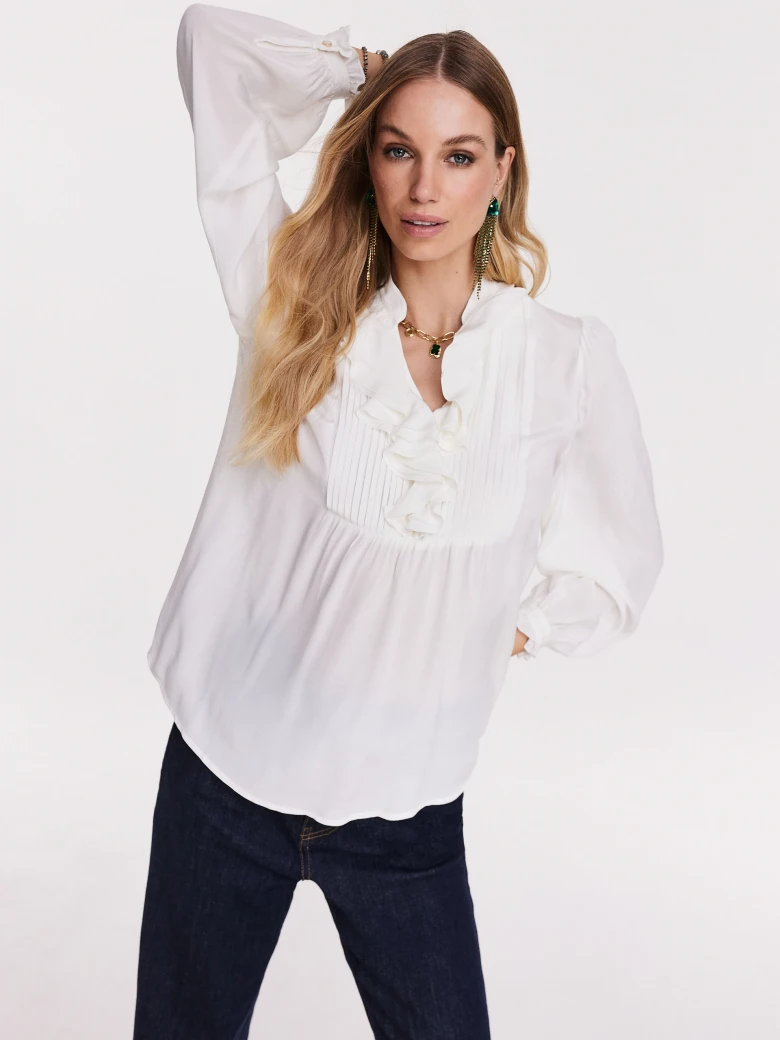 White blouse with jabot