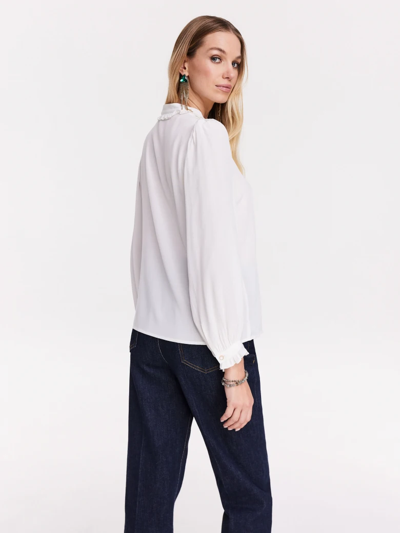 White blouse with jabot