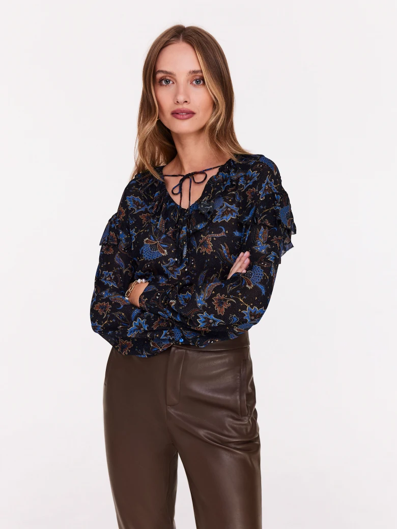 Black blouse with oriental pattern