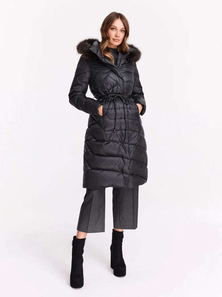 Graphite hooded coat