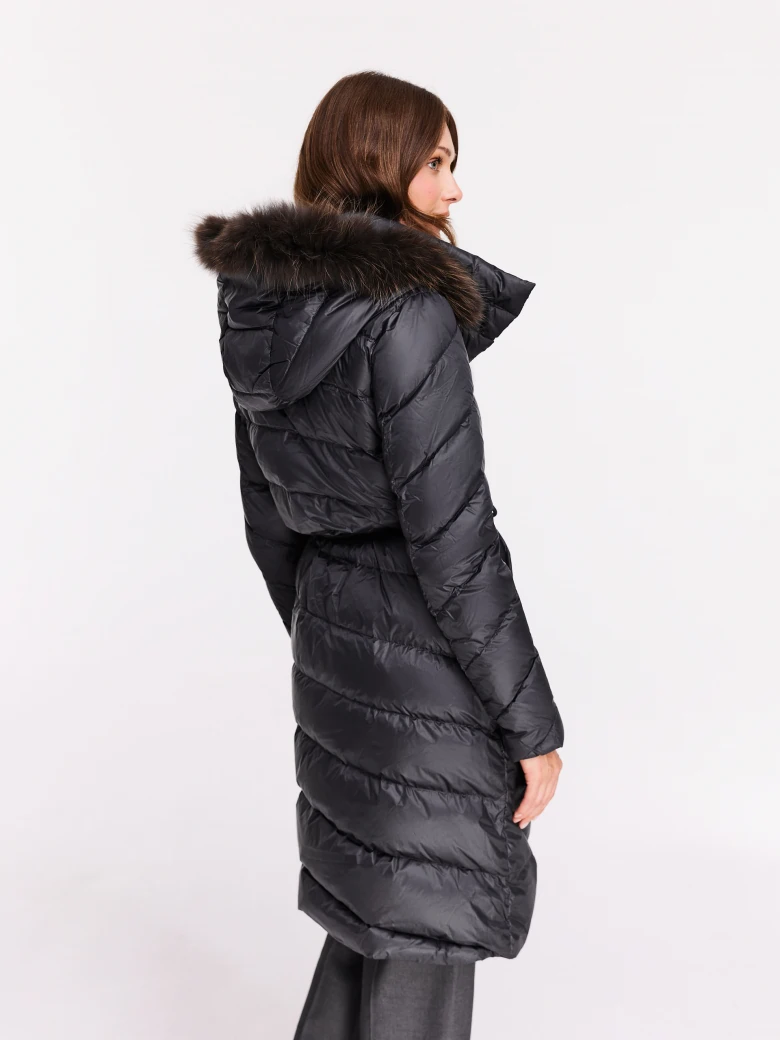 Graphite hooded coat