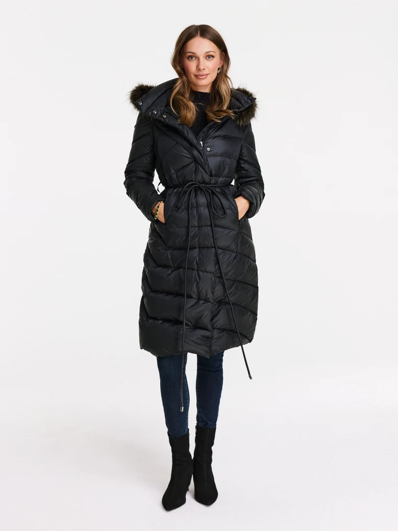 Black quilted coat