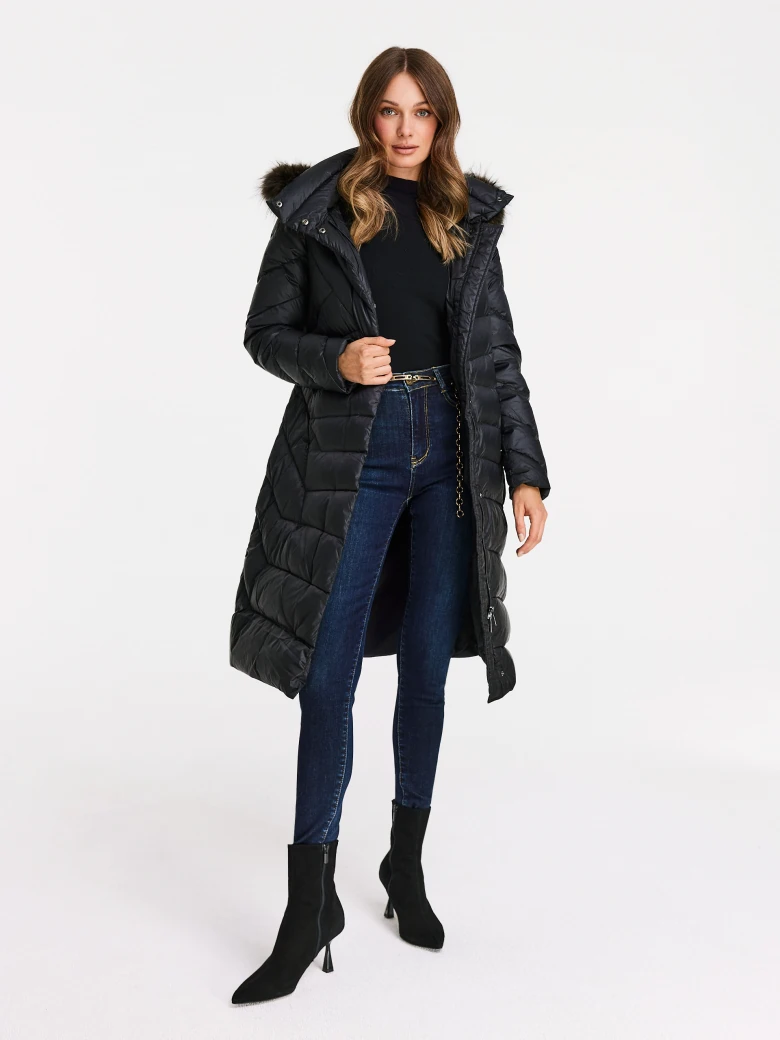 Black quilted coat