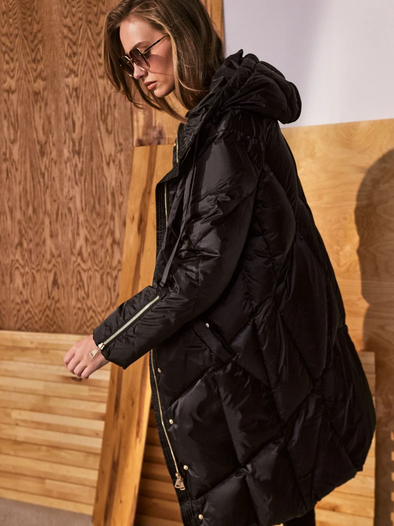 Black down coat with hood