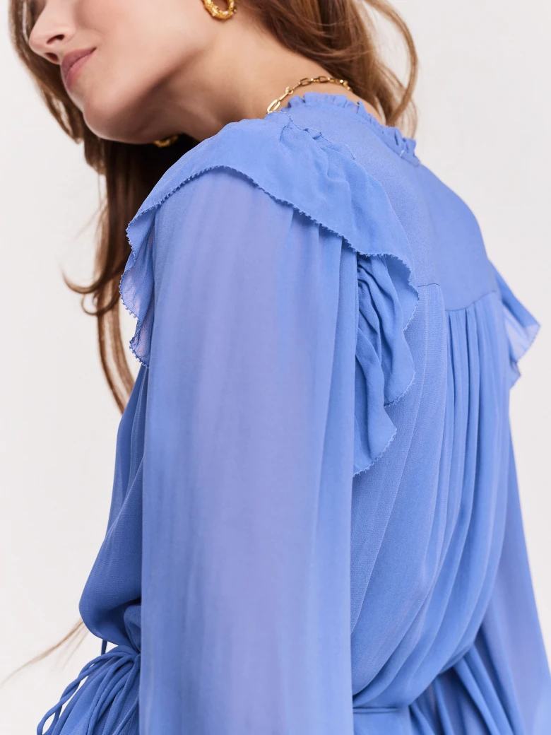 Cornflower dress with ruffles