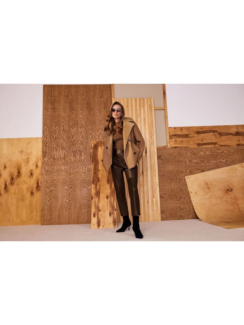 Brown imitation leather pants