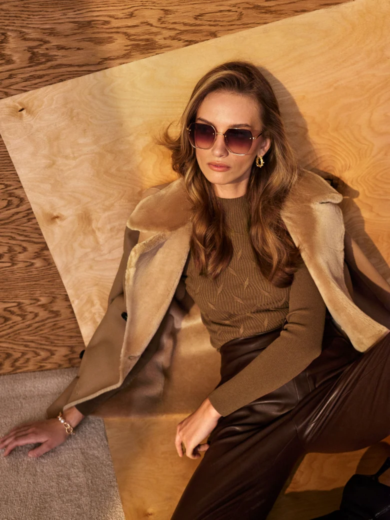 Brown imitation leather pants