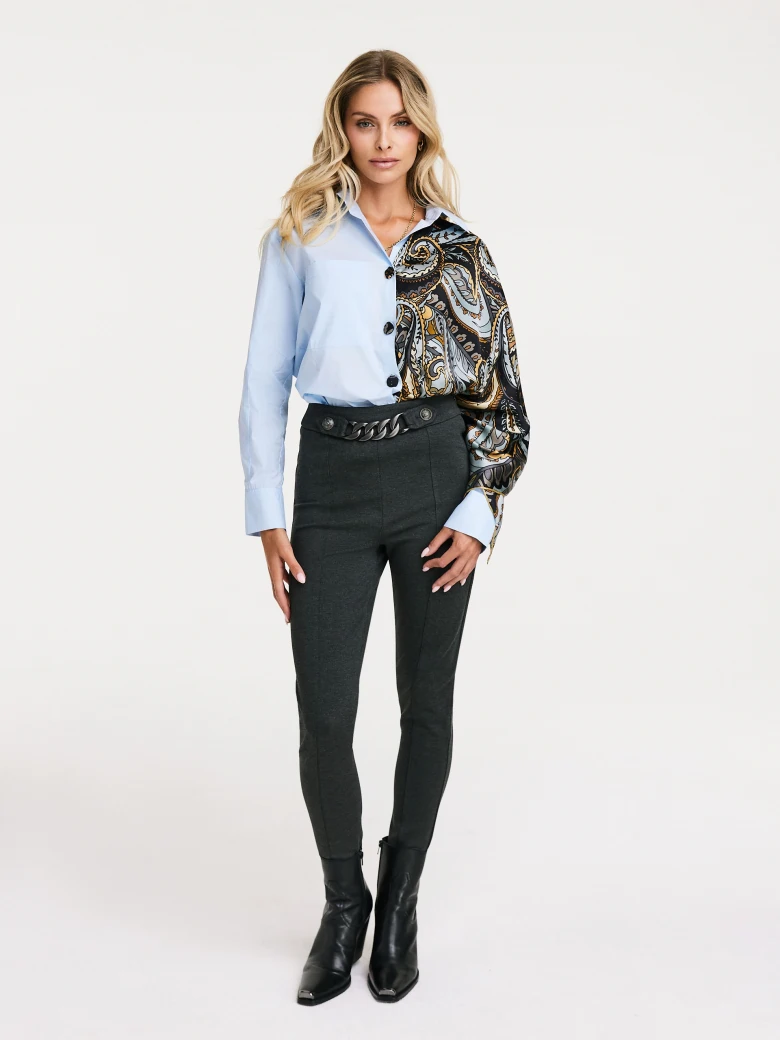 Grey fitted viscose fabric pants