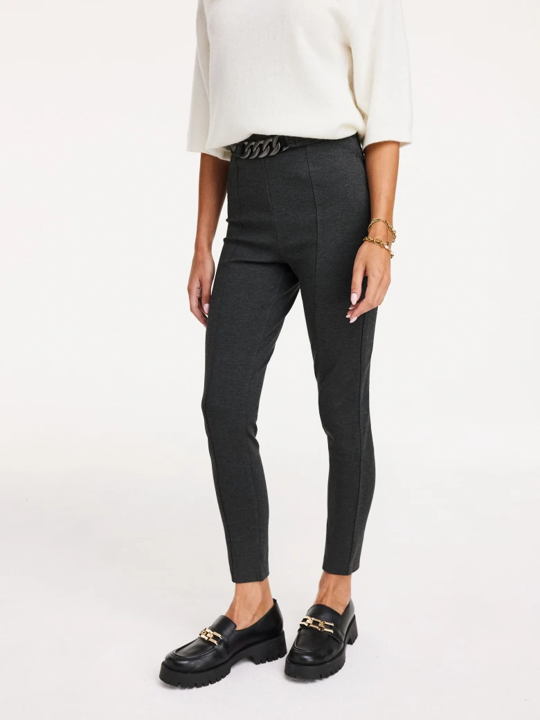 Grey fitted viscose fabric pants