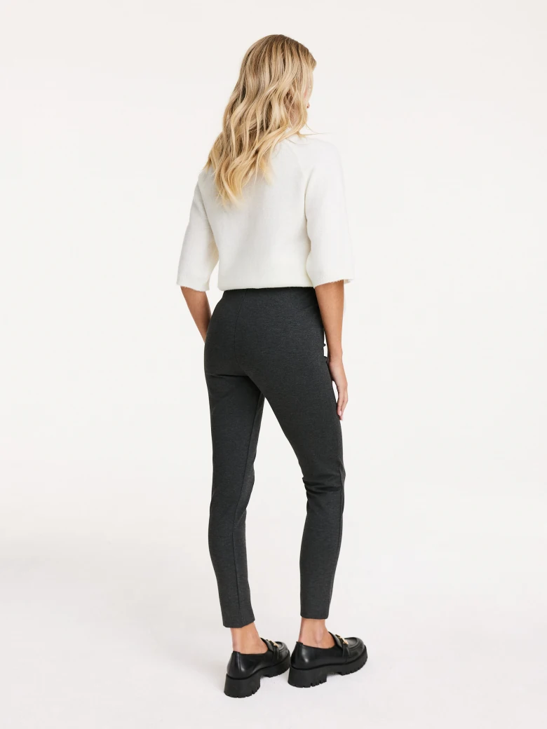 Grey fitted viscose fabric pants