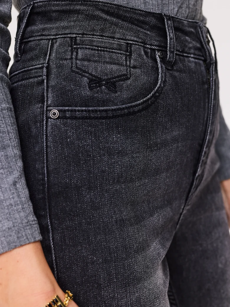 Grey high-waisted tube pants