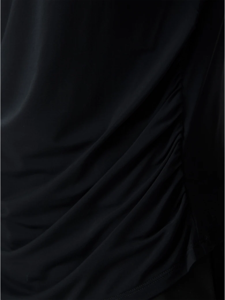 Black blouse with a cowl neckline
