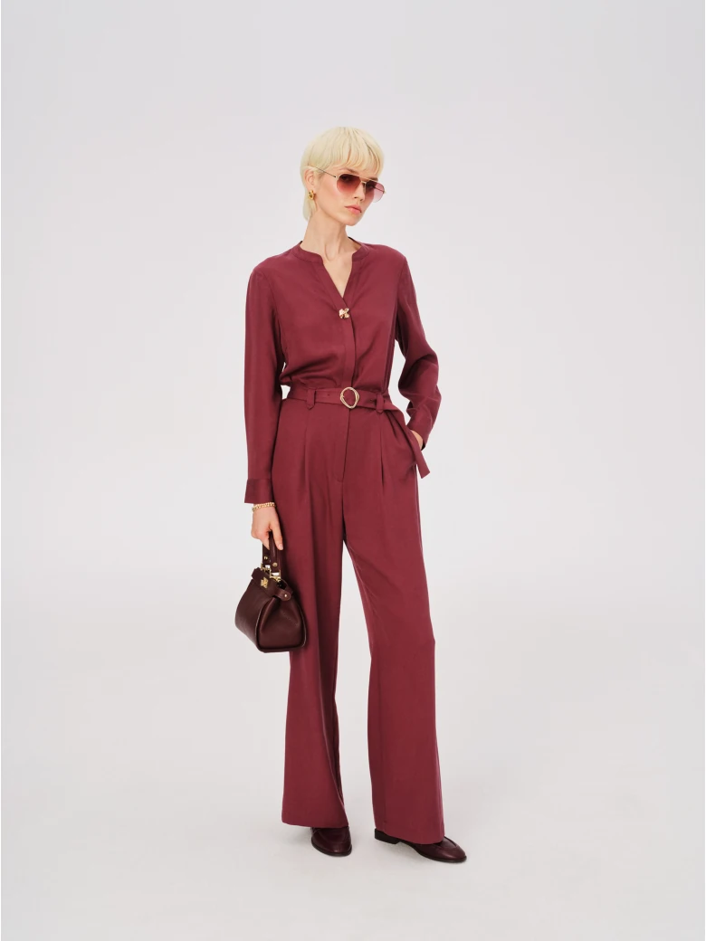Elegant burgundy jumpsuit made of lyocell