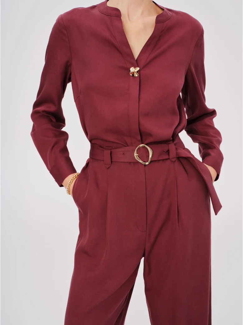 Elegant burgundy jumpsuit made of lyocell