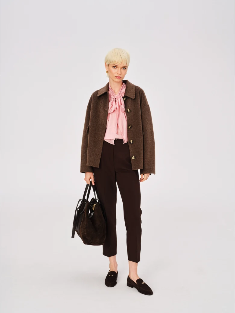 Double-sided oversized chocolate jacket