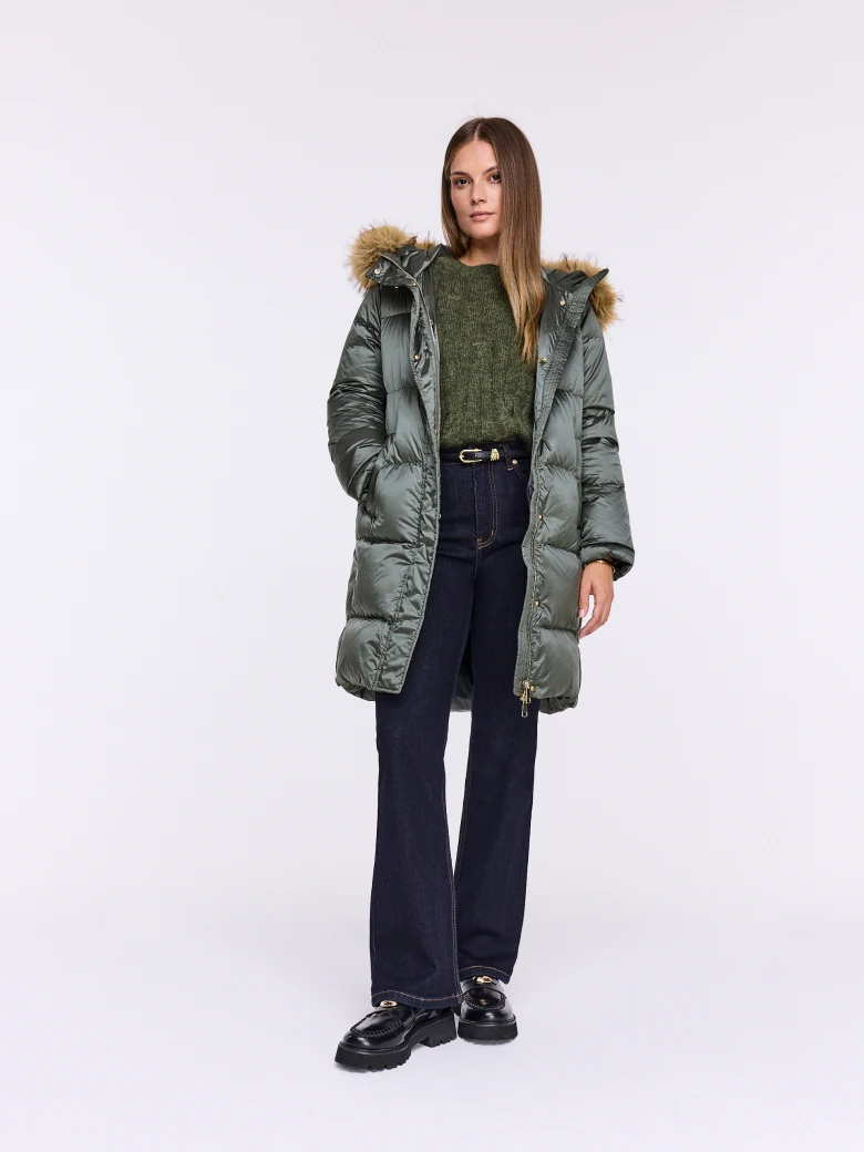 Graphite long jacket with duck down