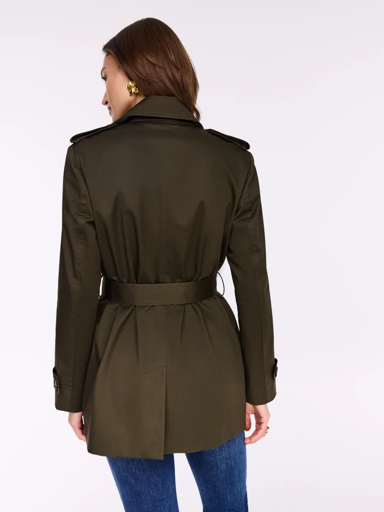 Short dark green trench coat