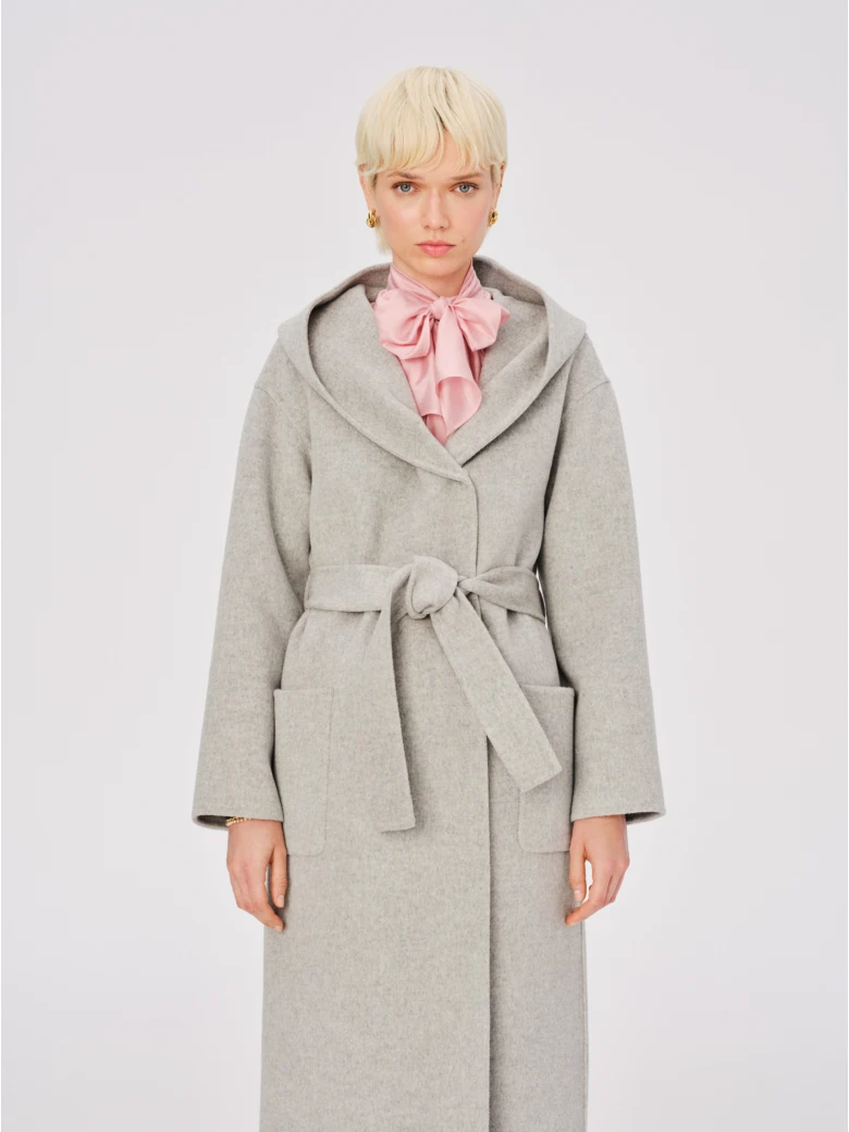 Gray double-faced merino wool coat