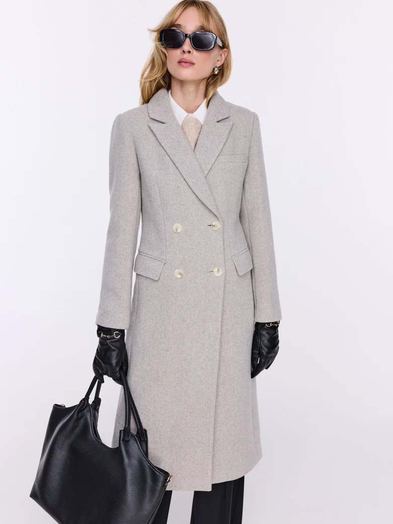 Simple gray knee-length coat with wool