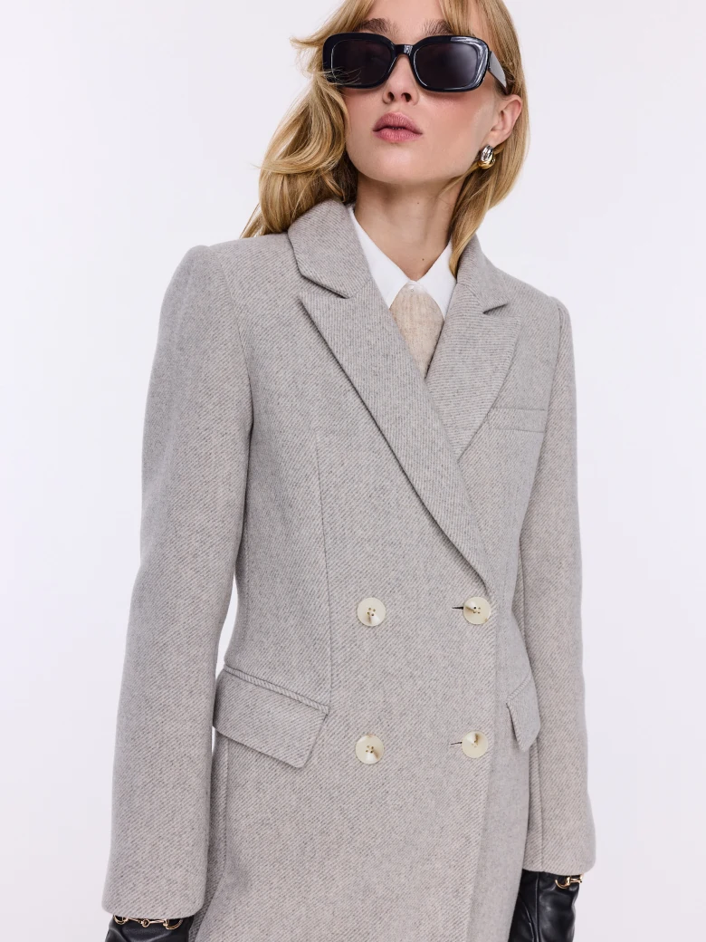Simple gray knee-length coat with wool