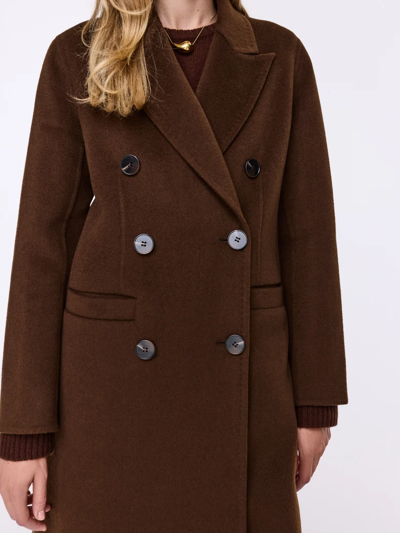 Double-faced chocolate wool coat