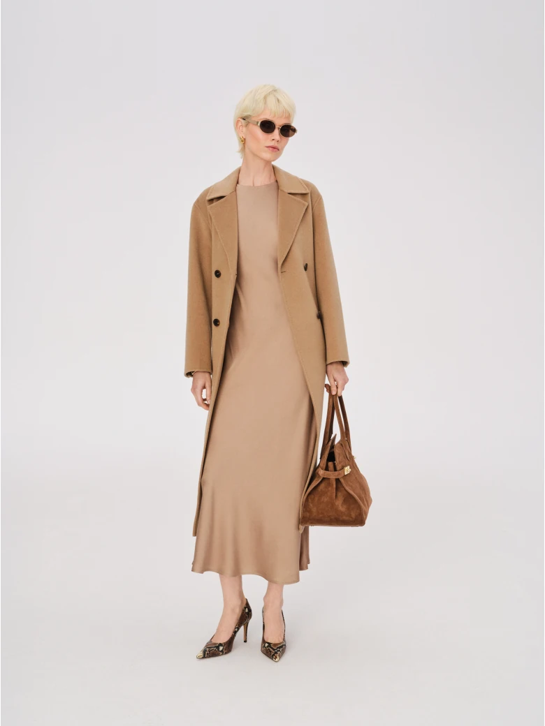 Beige satin viscose dress