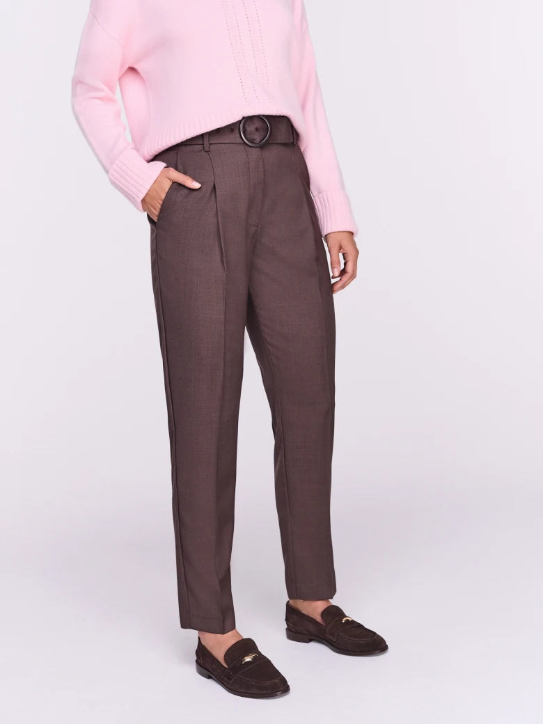 Chocolate high-waisted cigarette pants