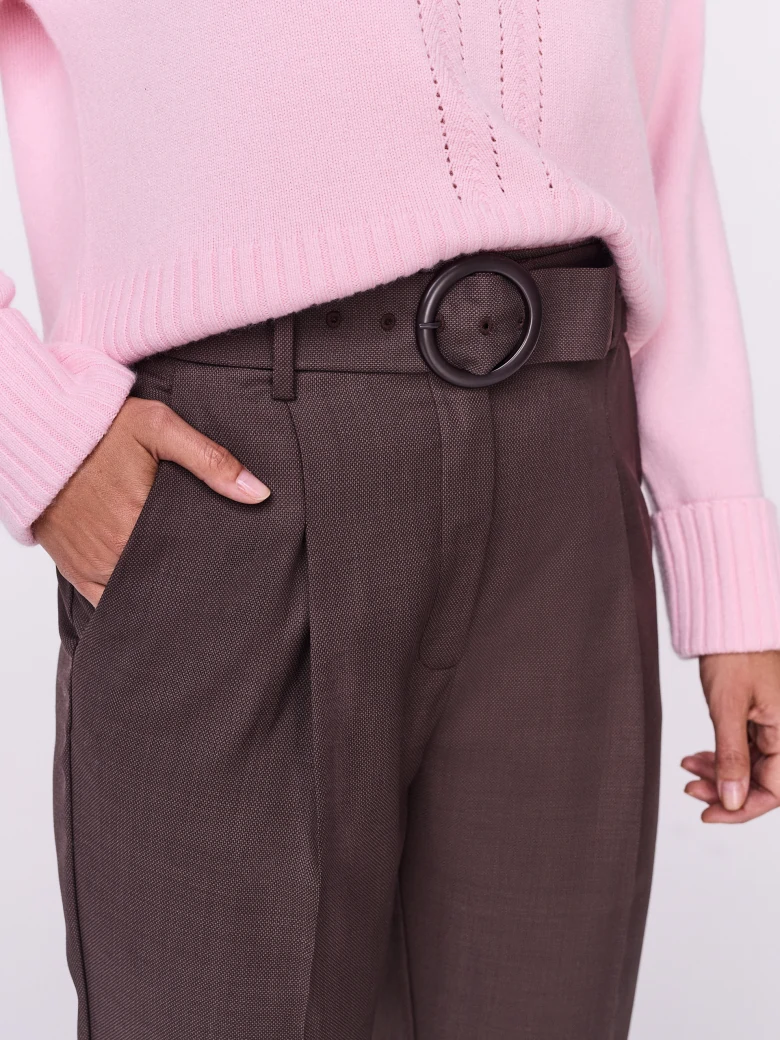 Chocolate high-waisted cigarette pants